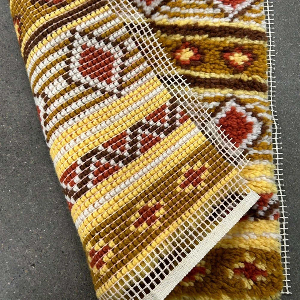 Vintage Yarn Art Tapestry Rug Western South West Stripes Bath Rug